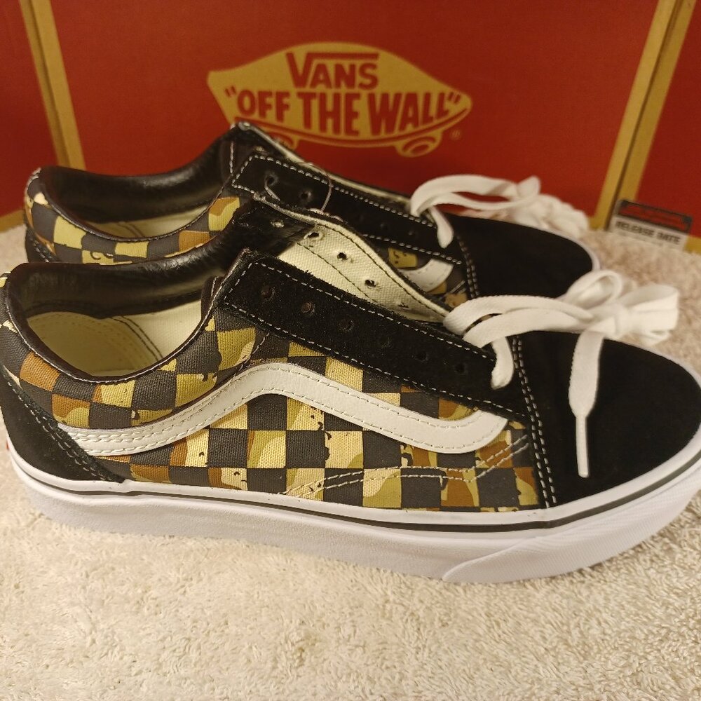 Vans Men's 5.5/ Wmns 7 Old Skool Camo Checkerboard Desert/True White VN0A4BV5ZGM